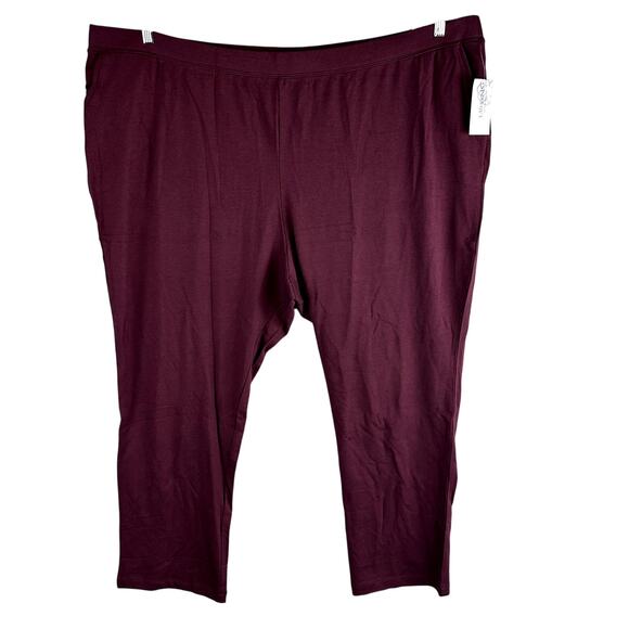 New Catherines Womans Sz 5X Plus 34/26W Pull on Pants Maroon Straight Leg NWT - Picture 1 of 8